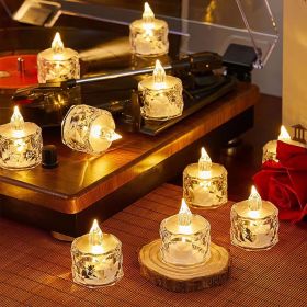 12 Pcs Flameless LED Light Candle LED Crystal Candle Light Transparent Shell Electronic Night Lamp Dating Party Holiday Home Decoration (size: small)