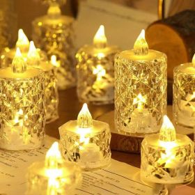 12 Pcs Flameless LED Light Candle LED Crystal Candle Light Transparent Shell Electronic Night Lamp Dating Party Holiday Home Decoration (size: large)